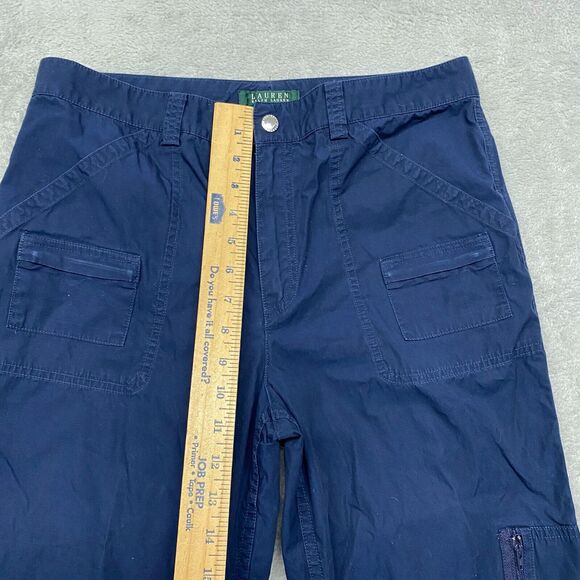 Lauren Ralph Lauren Pants Womens 8 Blue Cropped Cotton Hiking Camping Pockets - Picture 4 of 10